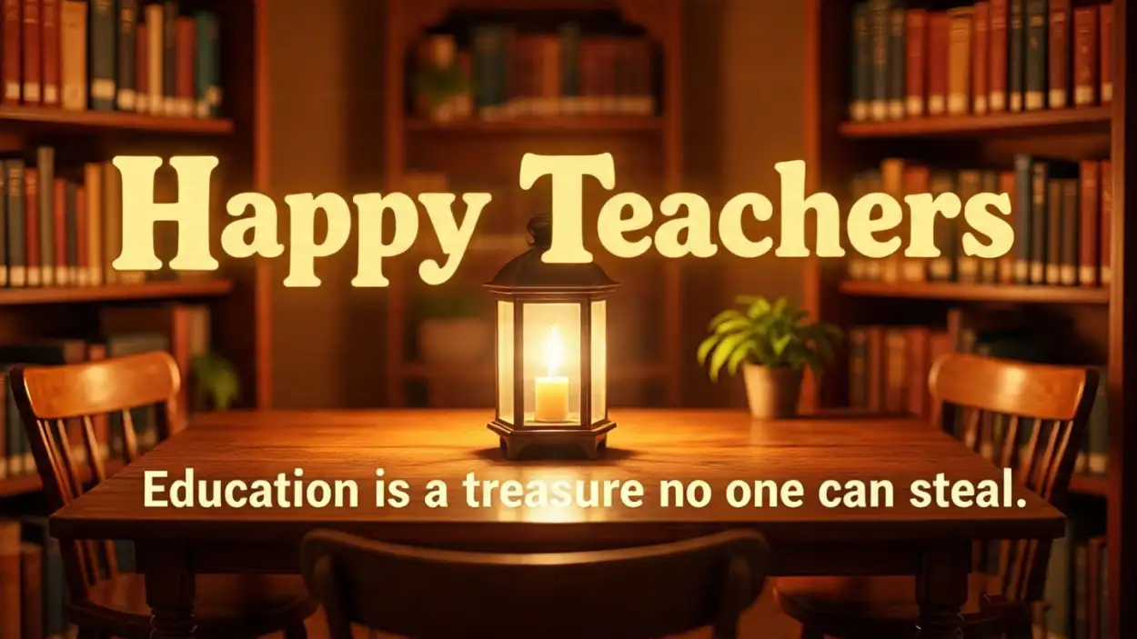 Happy Teachers Day inspirational message with candle photo