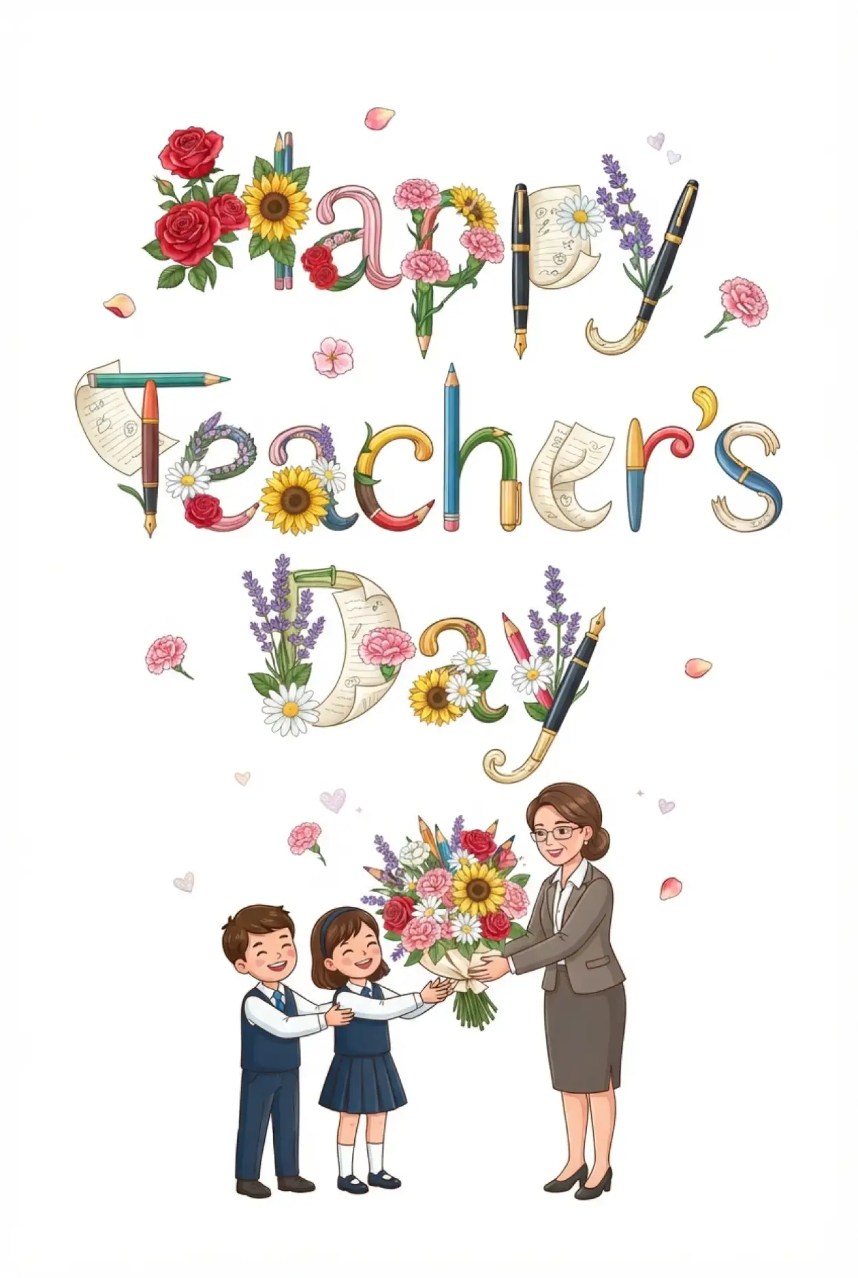 Free Download Happy Teachers Day Wishes With Flowers - High Quality Happy Teachers Day Image
