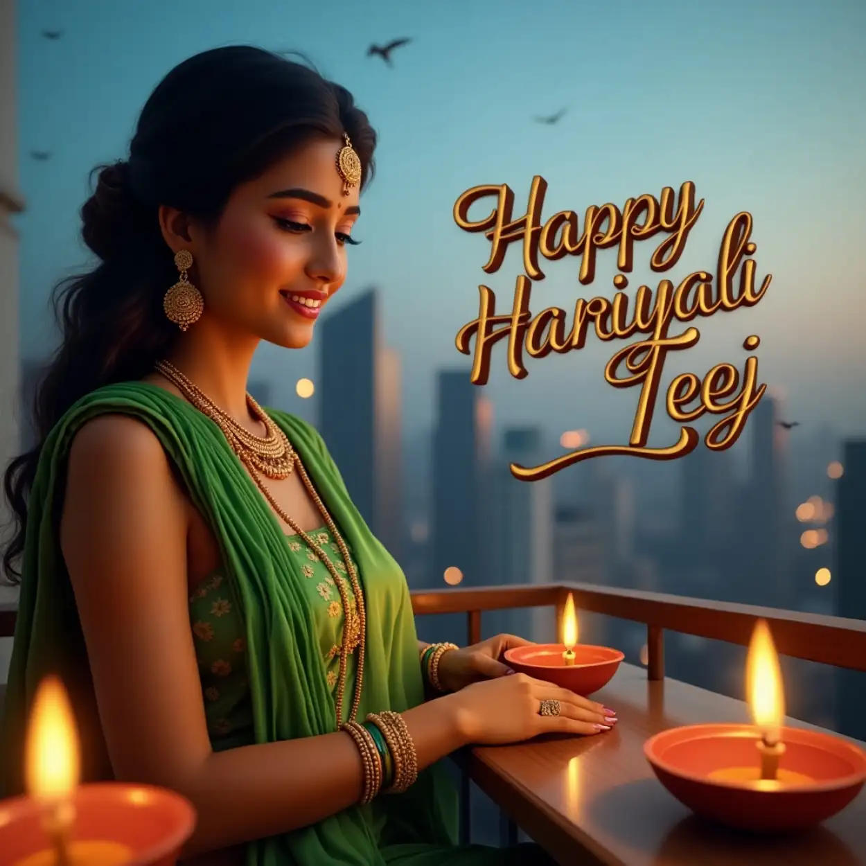 happy teej message in hindi with image