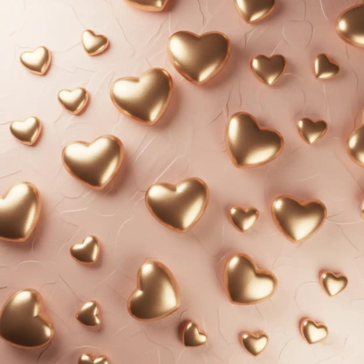 happy valentines day background with golden hearts