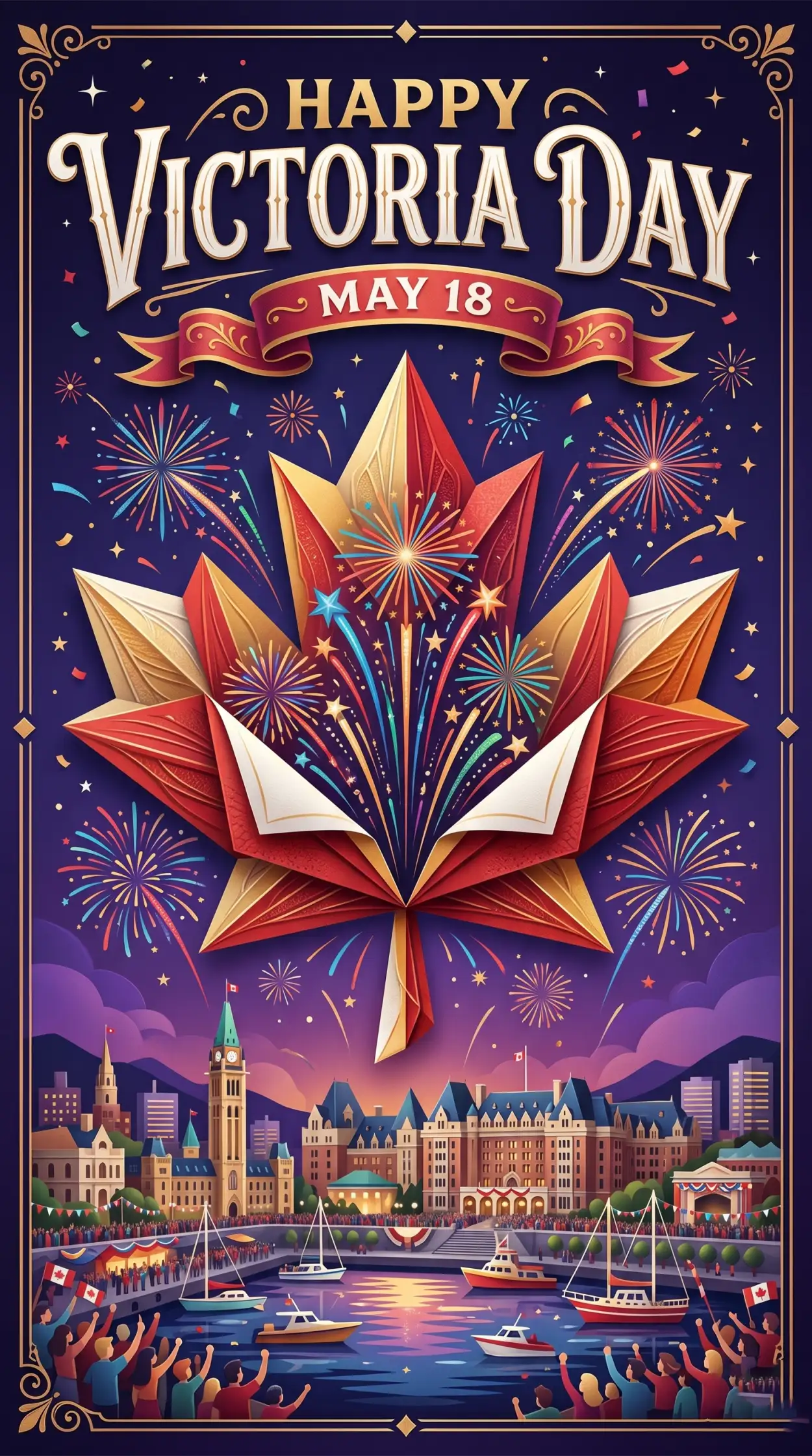 Free Download Happy Victoria Day 2026 Canadian Fireworks Poster - High Quality Happy Victoria Day 2026 Image