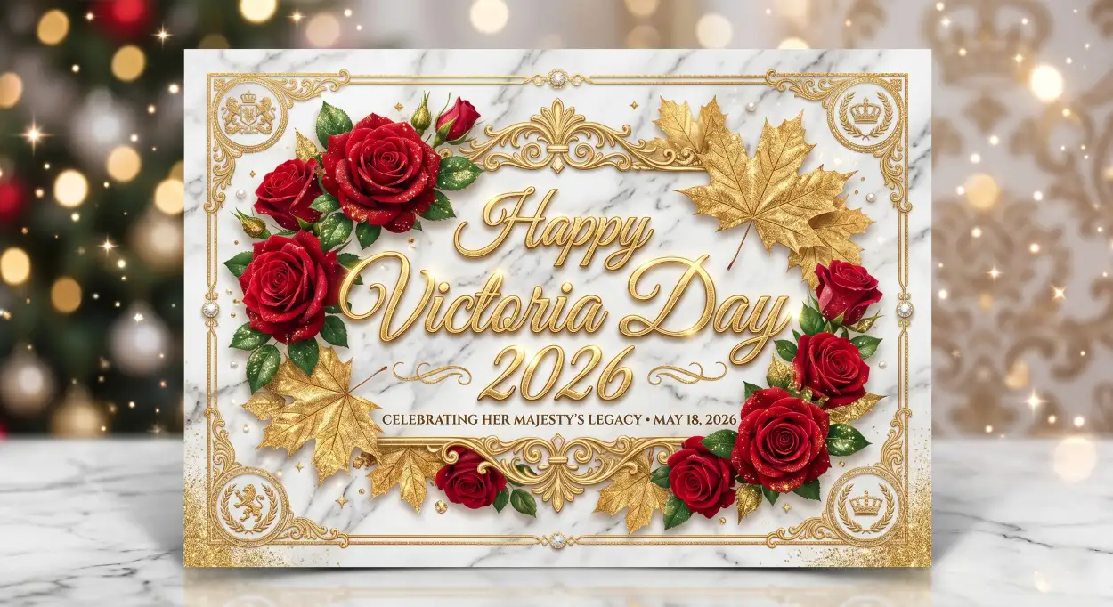 Free Download Happy Victoria Day 2026 Luxury Red Gold Background - High Quality Happy Victoria Day 2026 Background Image