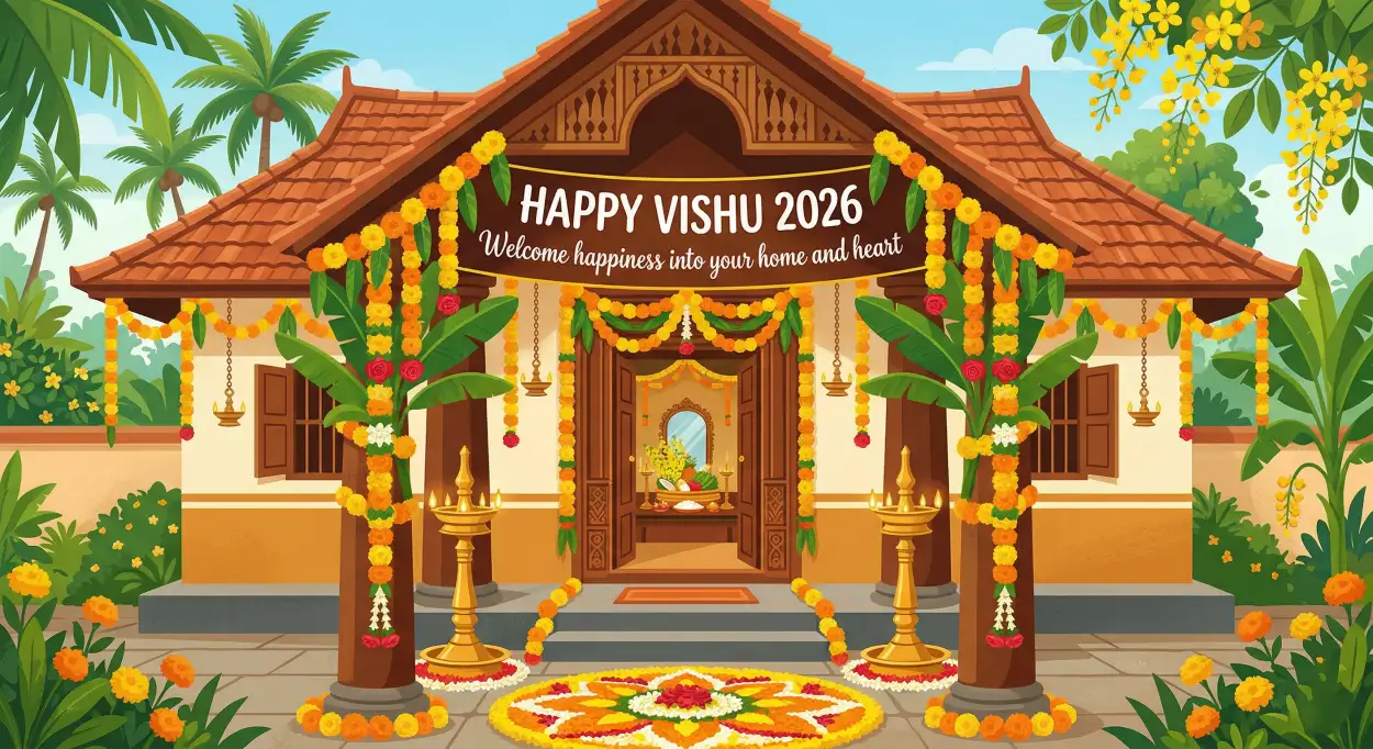 Free Download Happy Vishu 2026 Wishes Festival Banner Design Ideas Free Download - High Quality Happy Vishu 2026 Wishes Image