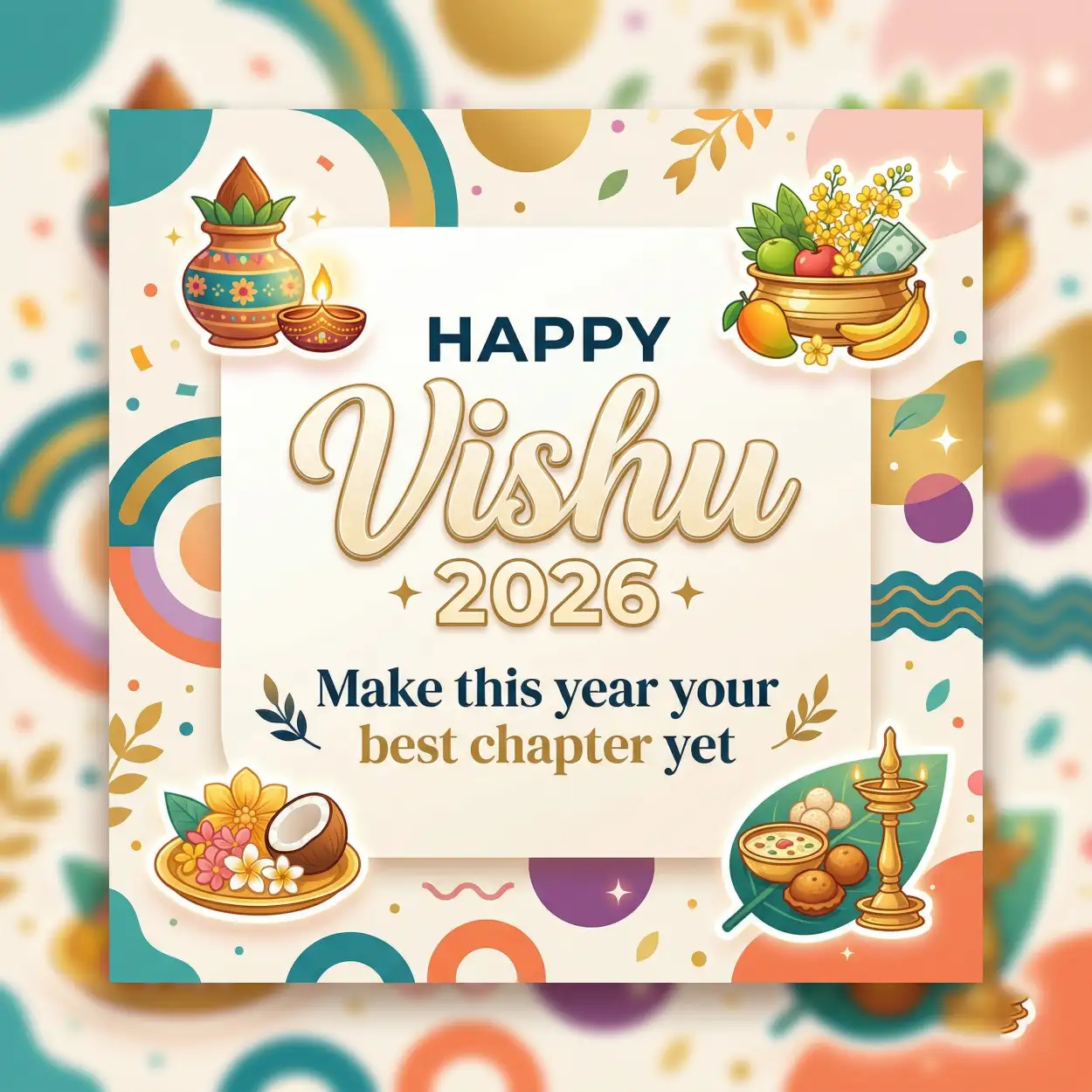 Free Download Happy Vishu 2026 Wishes Greeting Card Ideas With Text And Design - High Quality Happy Vishu 2026 Wishes Image