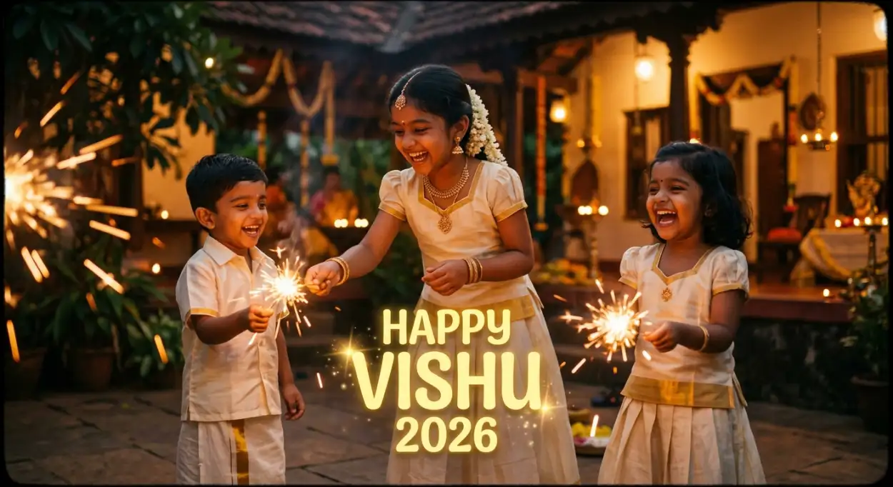 Free Download Happy Vishu 2026 Wishes Images With Kids And Family Celebration - High Quality Happy Vishu 2026 Wishes Image