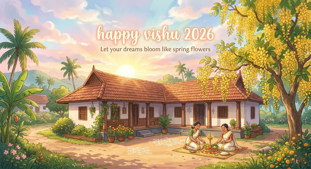Free Download Happy Vishu 2026 Wishes New Year Greetings Kerala - High Quality Happy Vishu 2026 Wishes Image