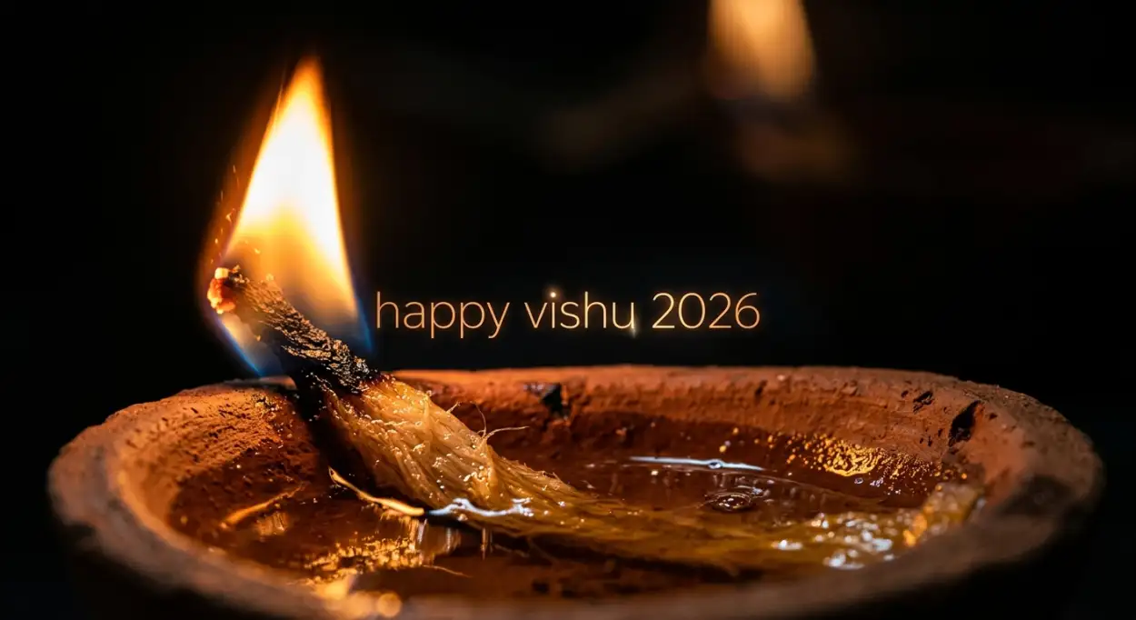 Free Download Happy Vishu 2026 Wishes Oil Lamp Diya Images Hd - High Quality Happy Vishu 2026 Wishes Image