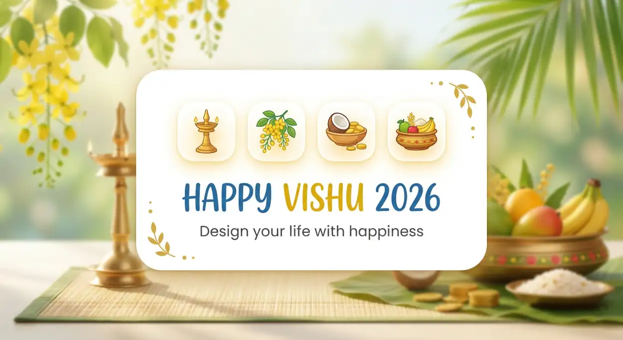Free Download Happy Vishu 2026 Wishes Post Design Templates - High Quality Happy Vishu 2026 Wishes Image