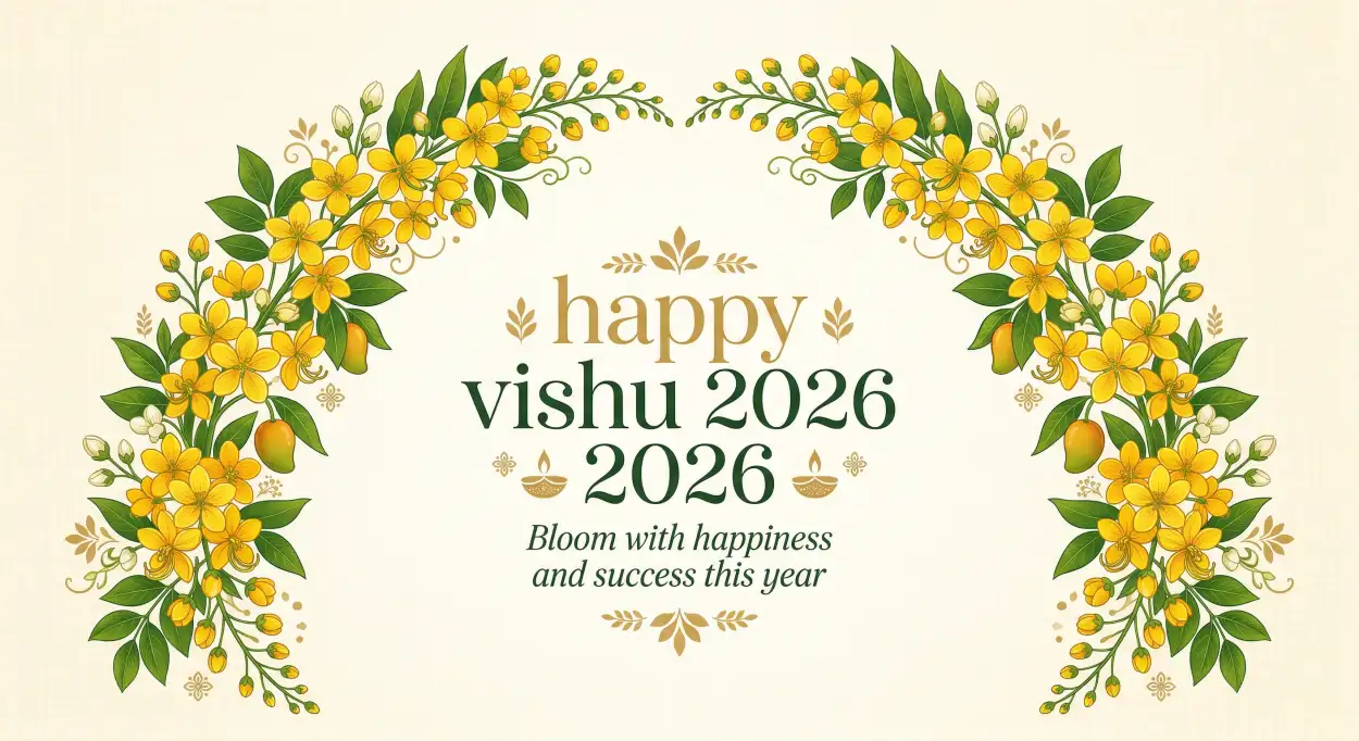 Free Download Happy Vishu 2026 Wishes Poster Design With Stylish Typography - High Quality Happy Vishu 2026 Wishes Image