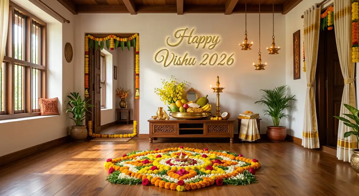 Free Download Happy Vishu 2026 Wishes Quotes For Instagram Caption With Emojis - High Quality Happy Vishu 2026 Wishes Image
