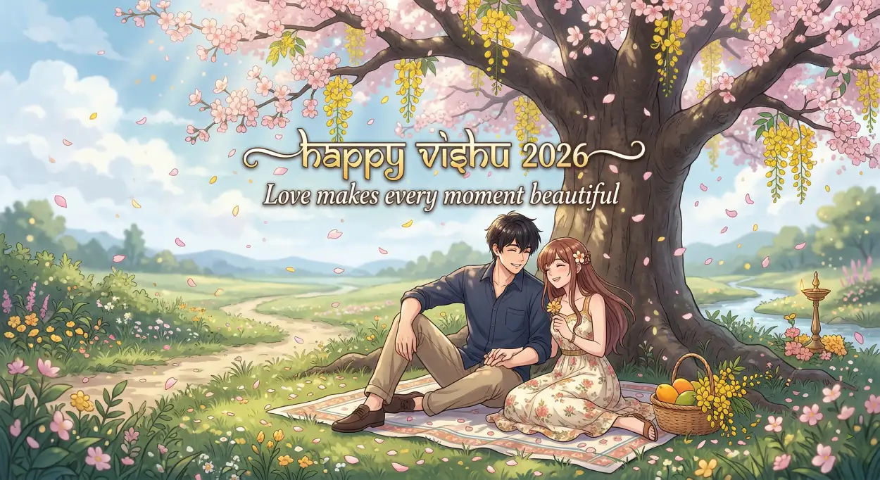 Free Download Happy Vishu 2026 Wishes Romantic Messages - High Quality Happy Vishu 2026 Wishes Image