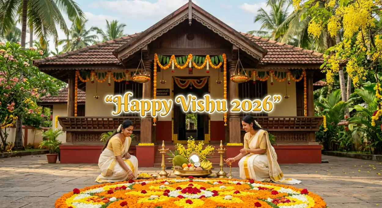 Free Download Happy Vishu 2026 Wishes With Vishukkani Images And Cultural Elements - High Quality Happy Vishu 2026 Wishes Image