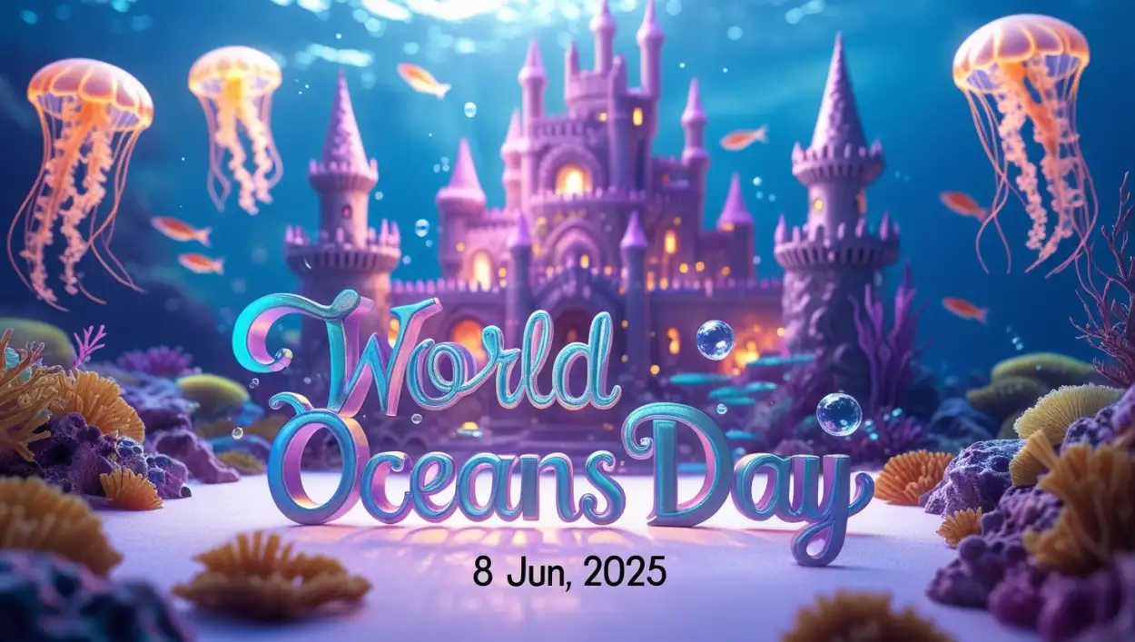 Free Download Happy World Oceans Day With Text - High Quality World Oceans Day Background