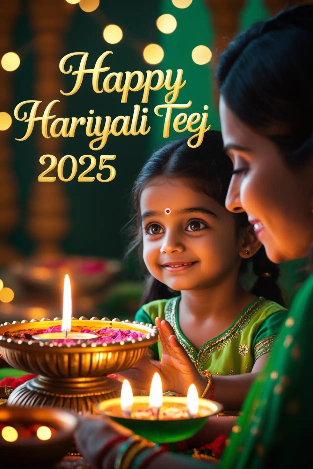 hariyali teej greeting card with name