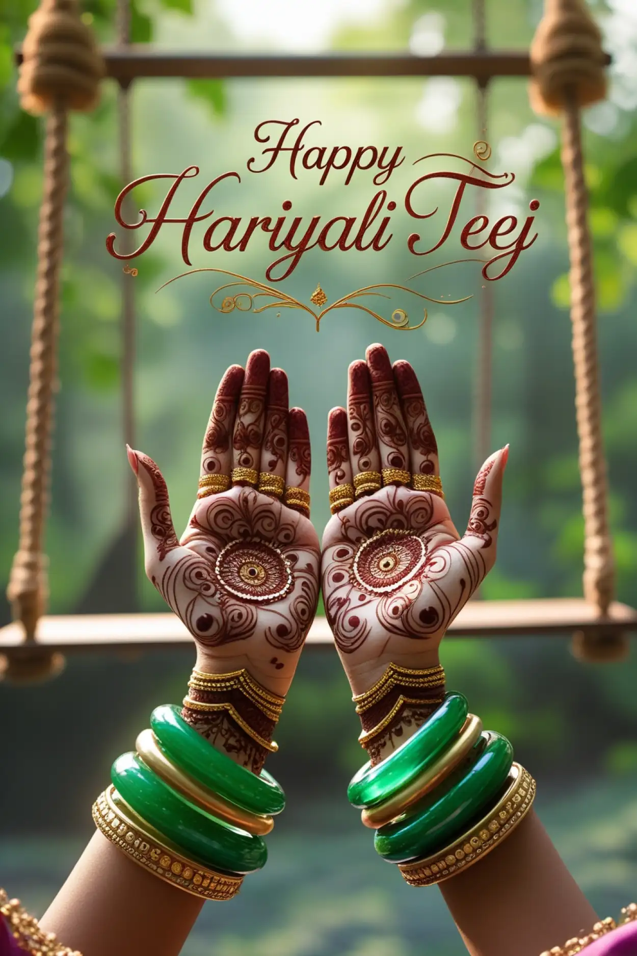Hariyali Teej greeting with frame