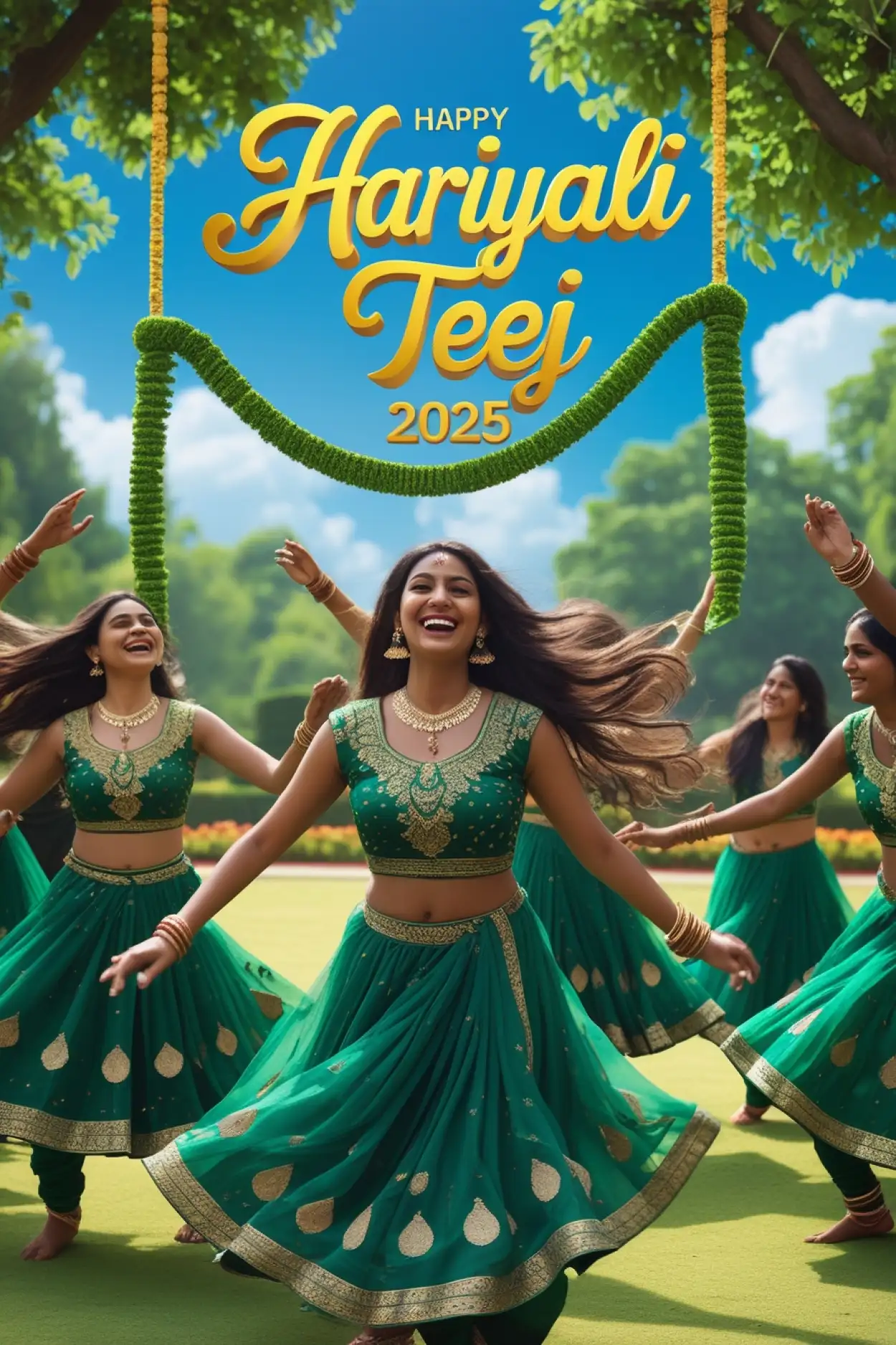hariyali teej image with green background