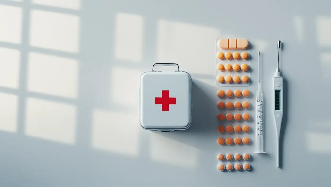 healthcare background with first aid kit