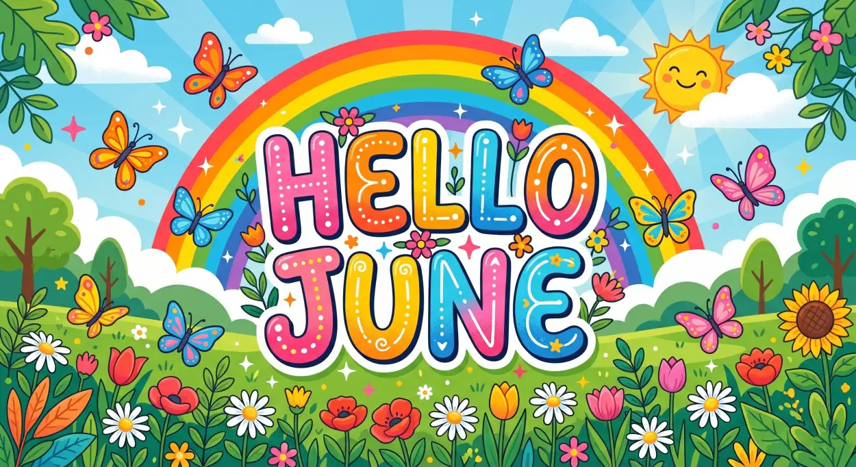 Free Download Hello June Bright Colorful Background - High Quality Hello June Background Image
