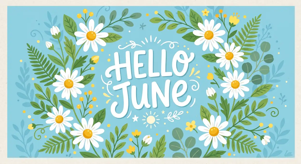 Free Download Hello June Cheerful Floral Background - High Quality Hello June Background Image