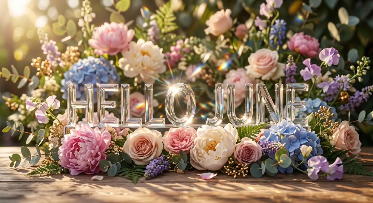 Free Download Hello June Colorful Floral Design - High Quality Hello June Image
