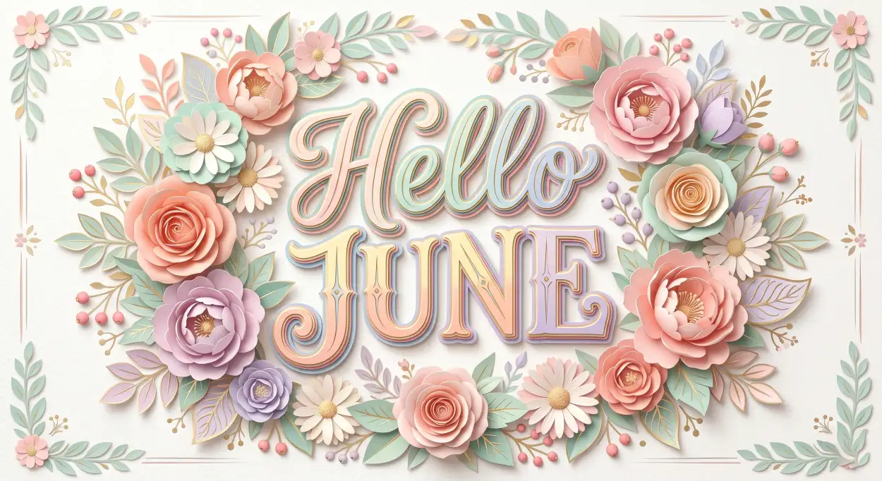 Free Download Hello June Floral Frame Background - High Quality Hello June Background Image
