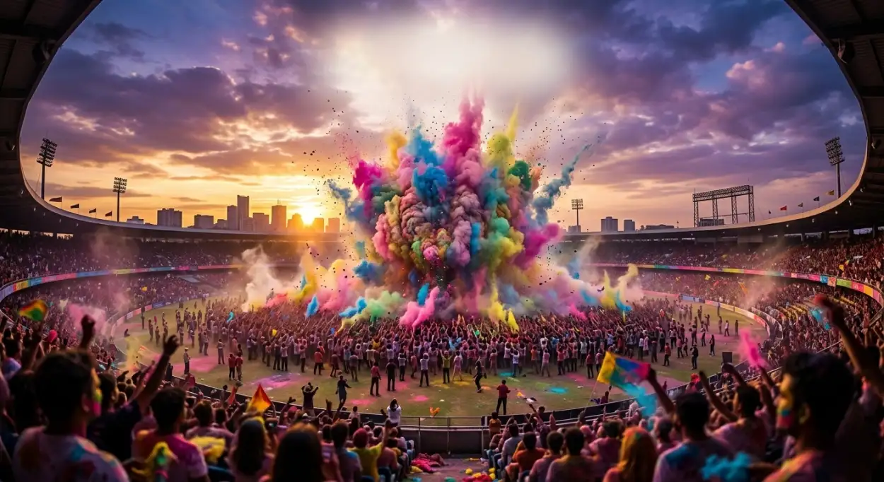 holi festival poster background with colors