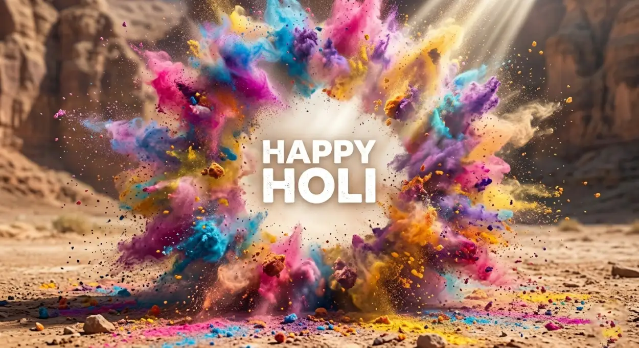 holi poster background with festive typography