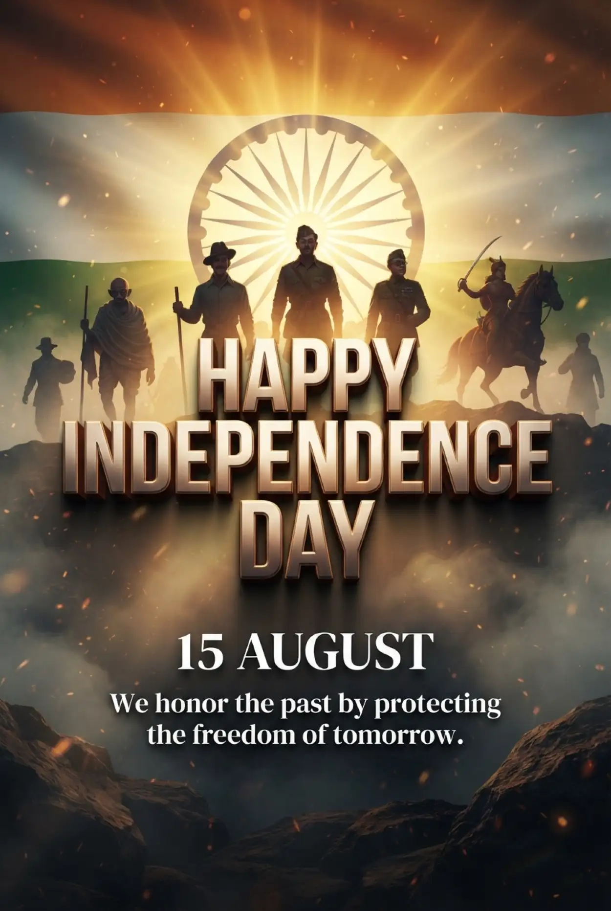 Free Download Independence Day 2026 Creative Poster Wishes - High Quality Indian Independence Day Wishes 2026 Image