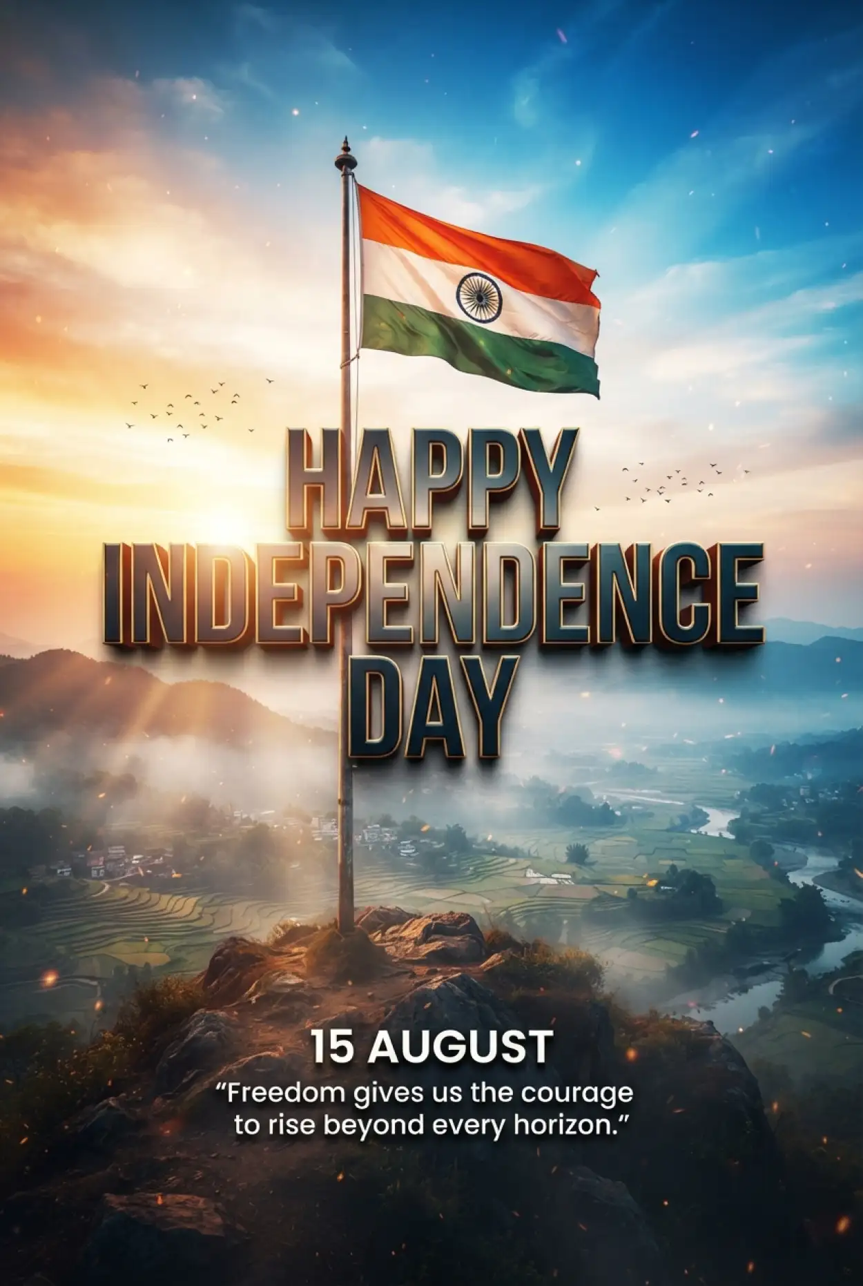 Free Download Independence Day 2026 Inspirational Quotes - High Quality Indian Independence Day Wishes 2026 Image