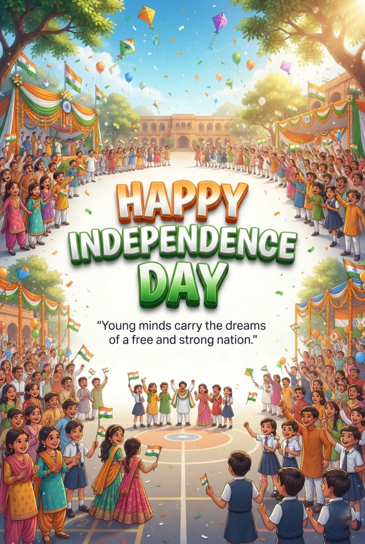 Free Download Independence Day Wishes 2026 For Students Images - High Quality Indian Independence Day Wishes 2026 Image
