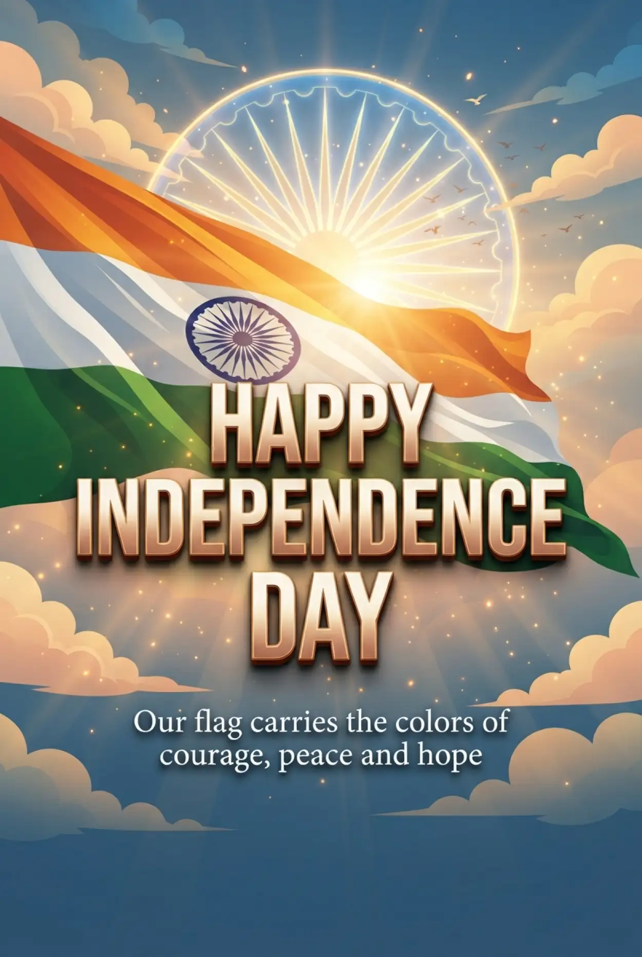 Free Download Independence Day Wishes 2026 With Indian Flag - High Quality Indian Independence Day Wishes 2026 Image