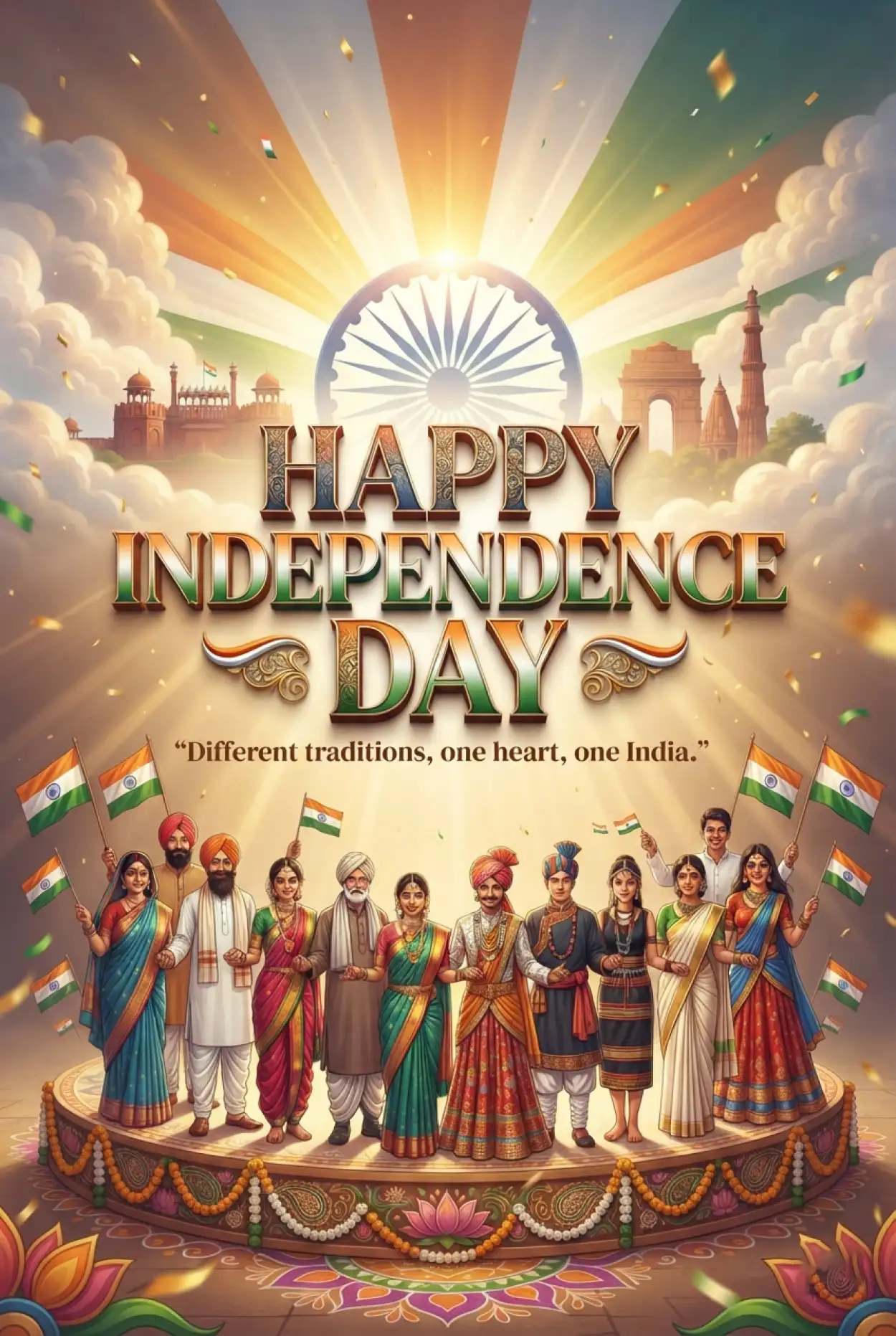 Free Download Indian Flag Independence Day Wishes 2026 - High Quality Indian Independence Day Wishes 2026 Image