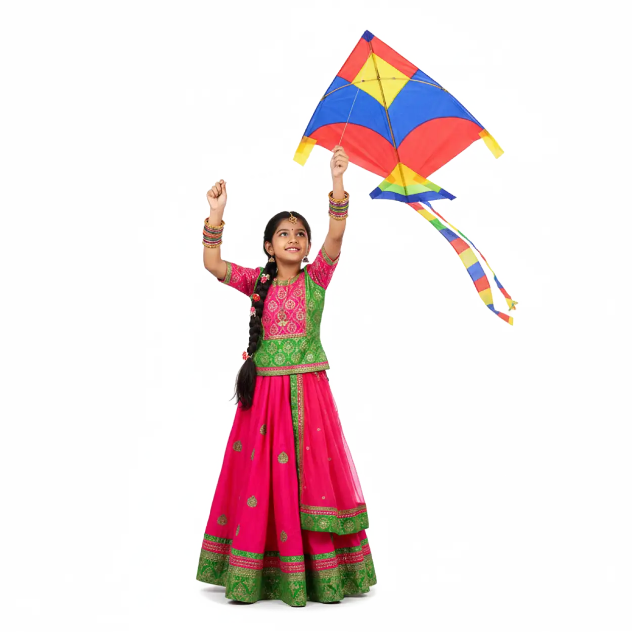 indian girl kite flying png