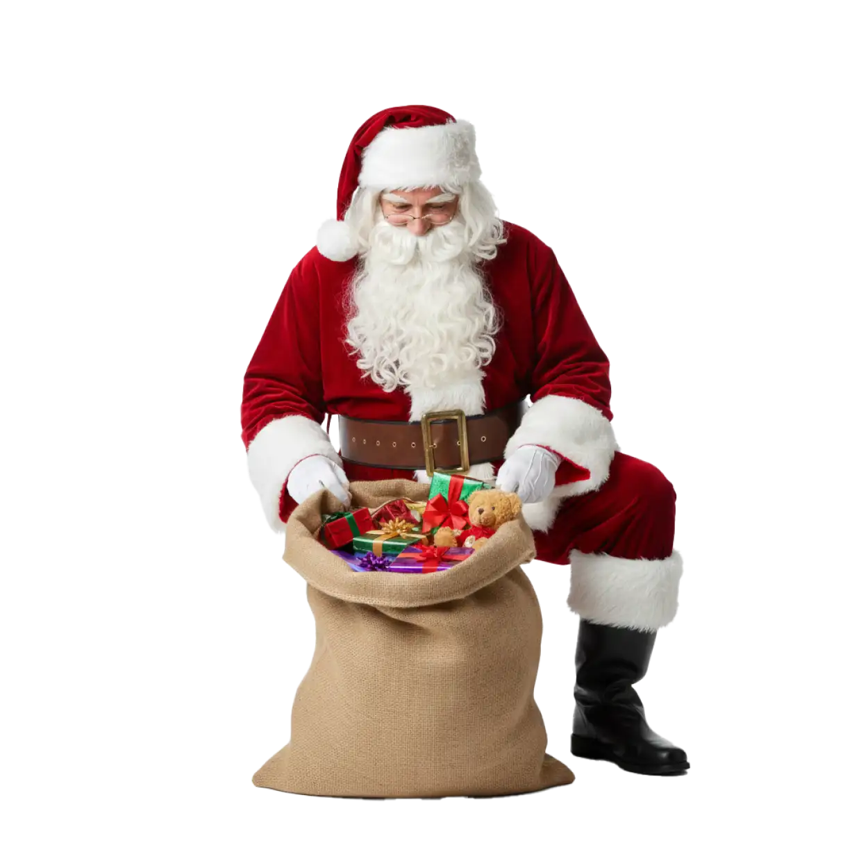 indian style santa claus with gifts png