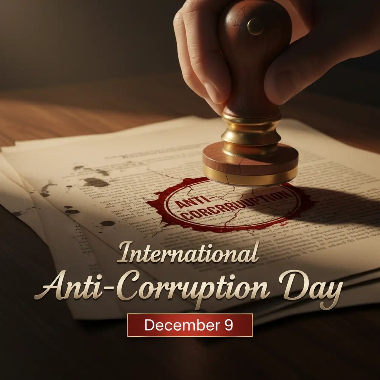 International Anti-Corruption Day slogan poster 9 December