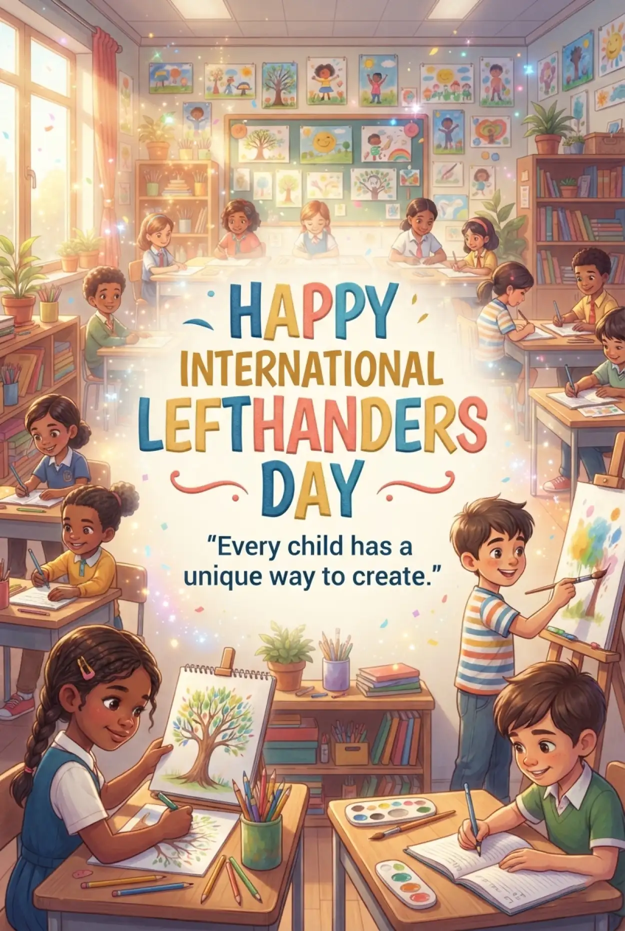 Free Download International Lefthanders Day School Poster 2026 - High Quality International Lefthanders Day 2026 Image