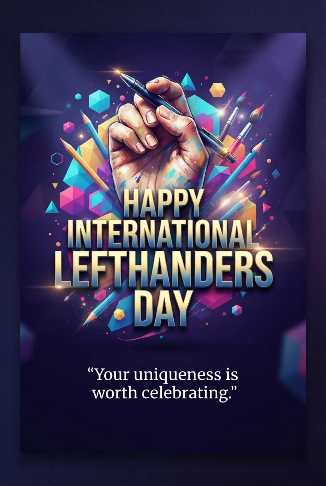 Free Download International Lefthanders Day Whatsapp Poster - High Quality International Lefthanders Day 2026 Image