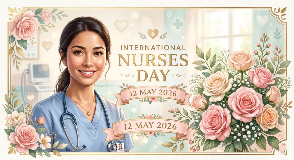 Free Download International Nurses Day 2026 Floral Background Design - High Quality International Nurses Day 2026 Wishes Background Image