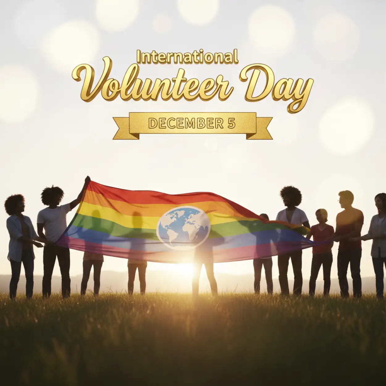 international volunteer day animation design concept