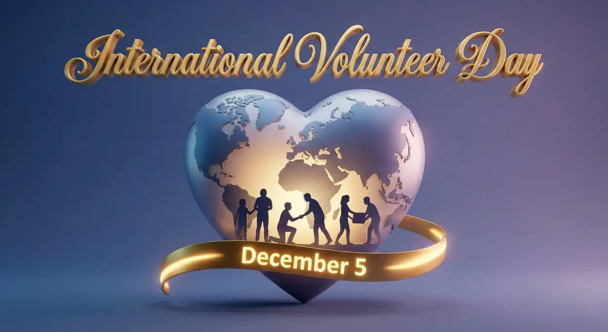 Free Download International Volunteer Day Banner With World Map Design - High Quality International Volunteer Day Background