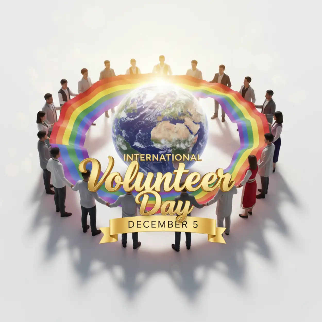 Free Download International Volunteer Day Poster With 3D Typography - High Quality International Volunteer Day Background