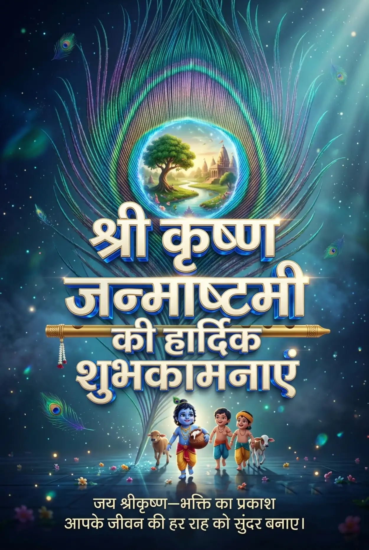 Free Download Jai Shri Krishna Janmashtami Wishes In Hindi - High Quality Shri Krishna Janmashtami Ki Hardik Shubhkamnaye In Hindi Image