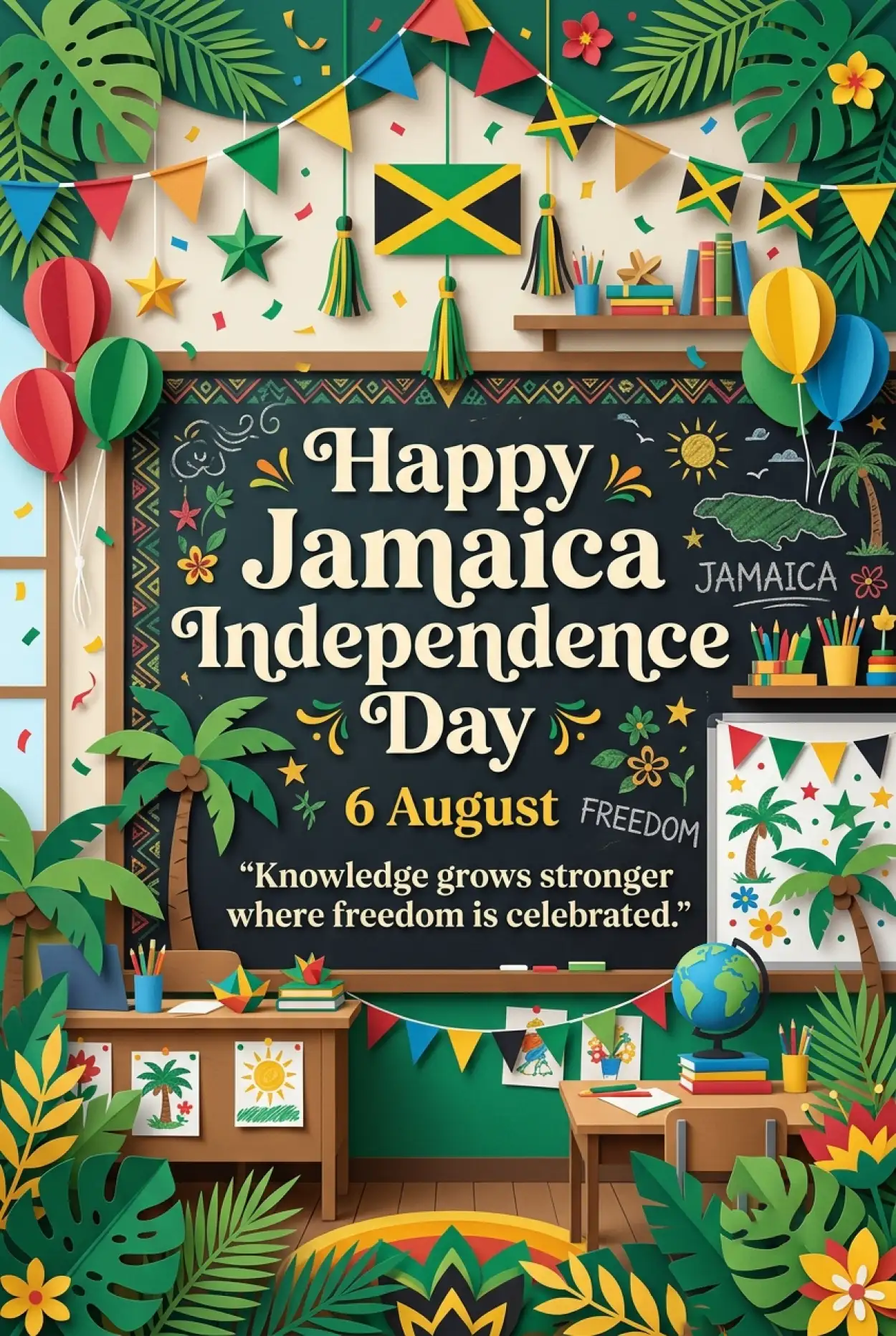 Free Download Jamaica Independence Day 2026 Classroom Decoration - High Quality Jamaica Independence Day 2026 Image