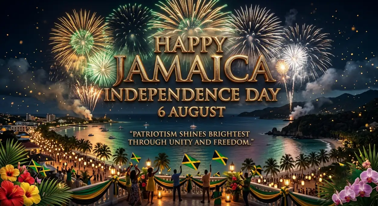 Free Download Jamaica Independence Day 2026 Realistic Flag Background - High Quality Jamaica Independence Day 2026 Background Image