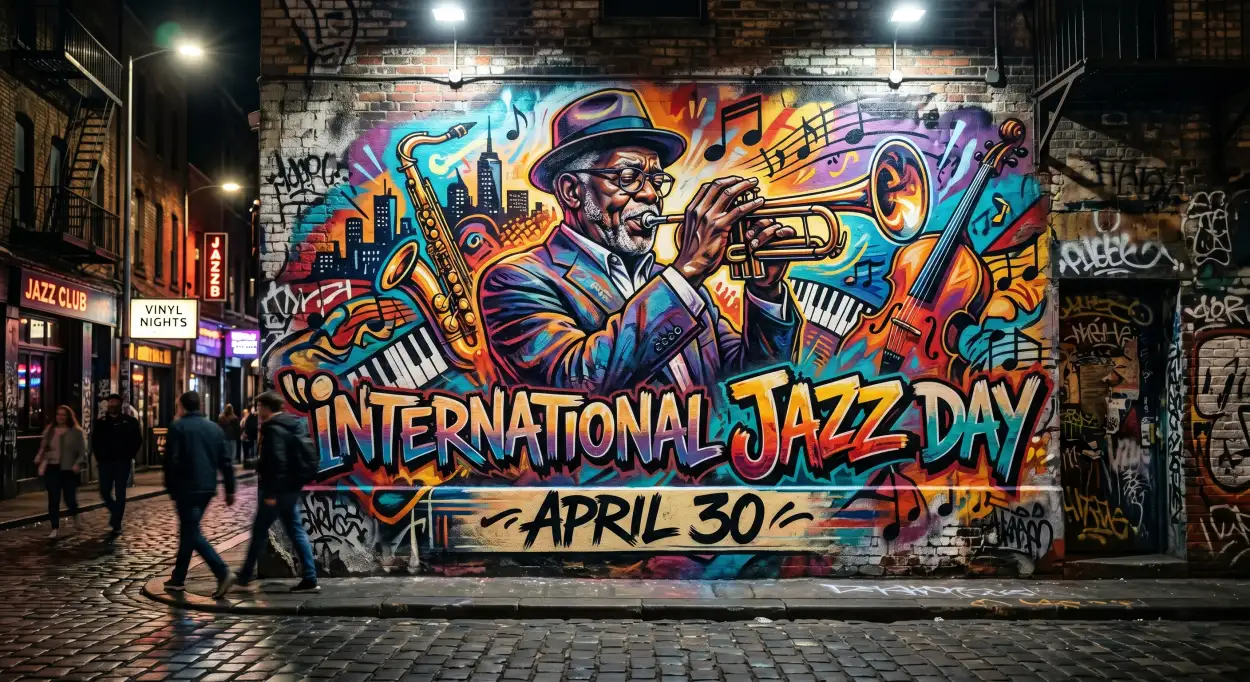 Free Download Jazz Art Illustration Hd - High Quality International Jazz Day 2026 Image