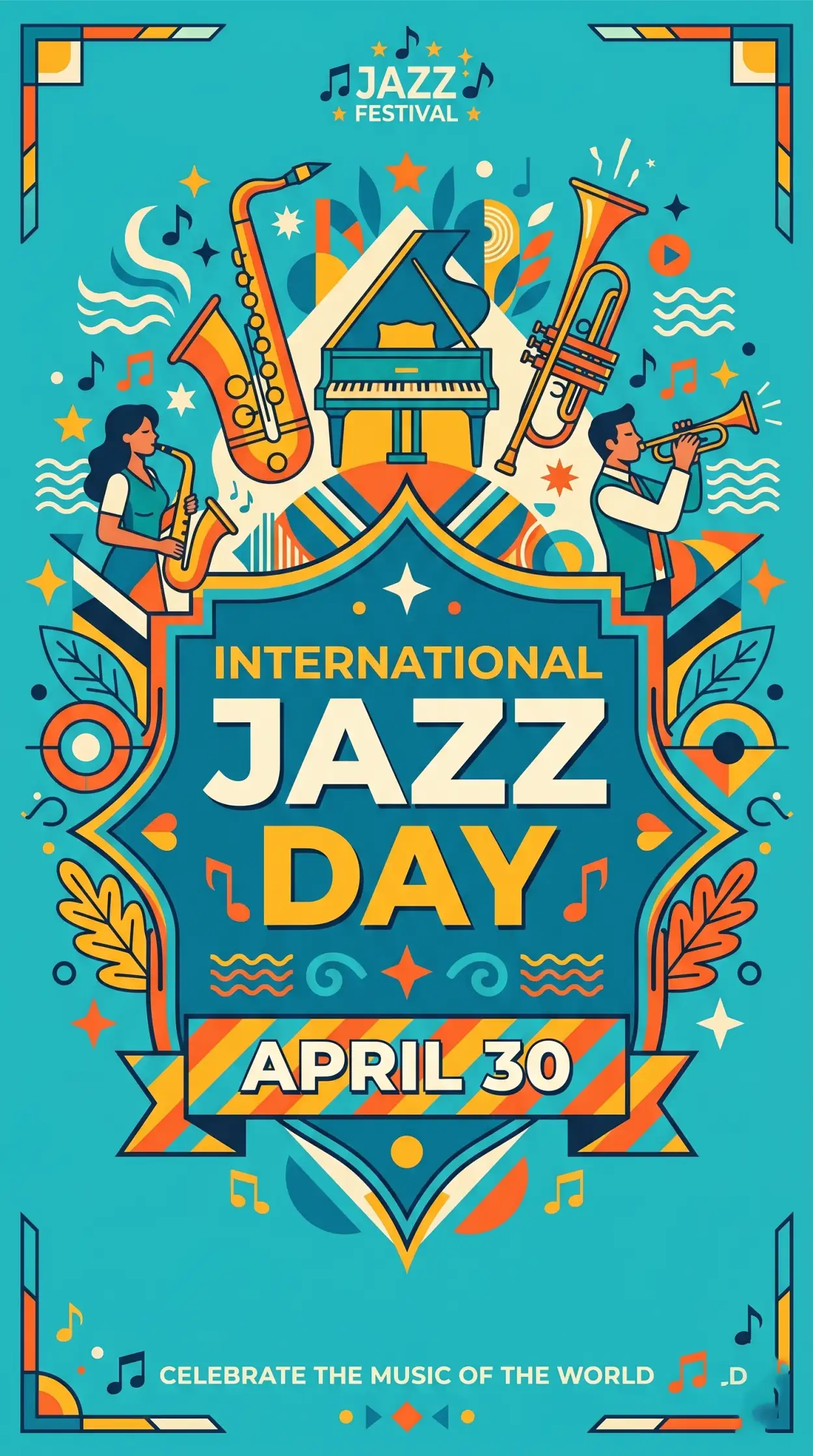 Free Download Jazz Day Modern Typography Poster - High Quality International Jazz Day 2026 Image