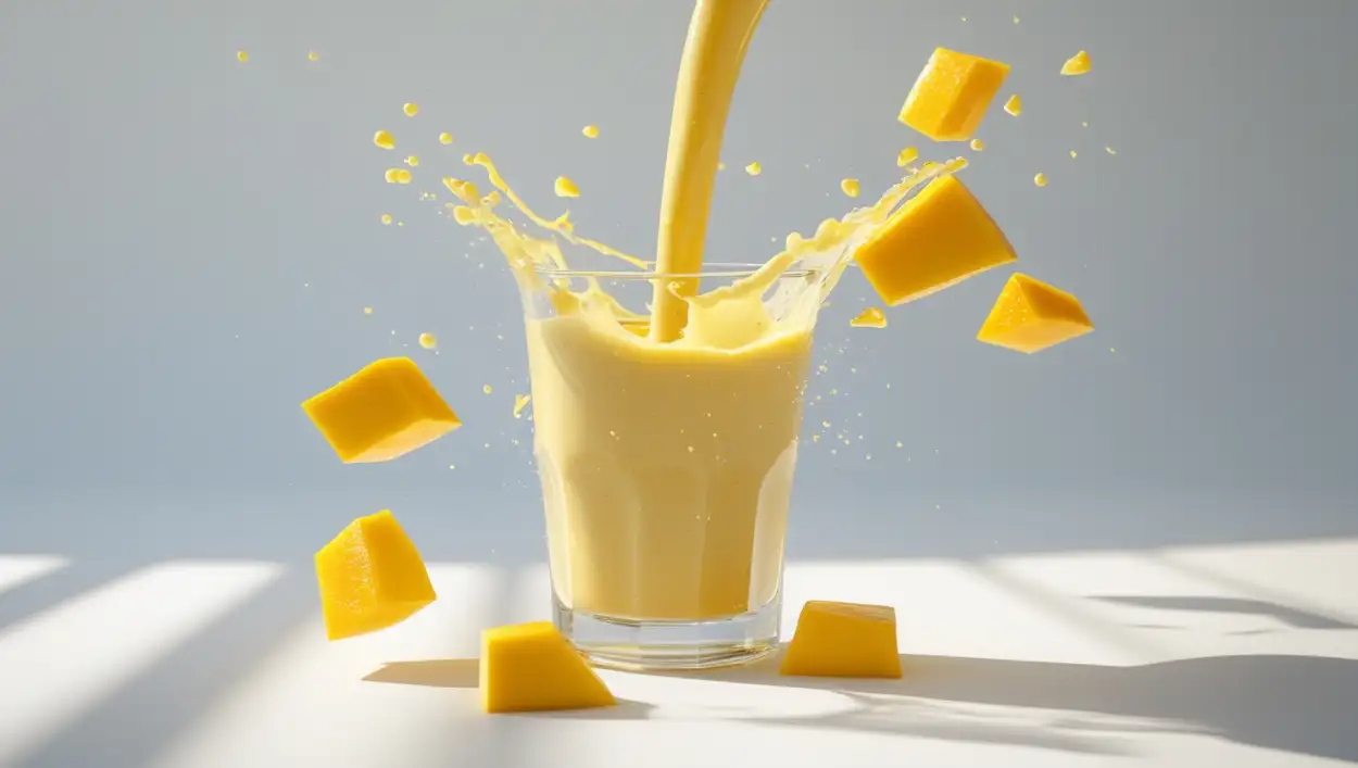 juicy mango background with water droplets