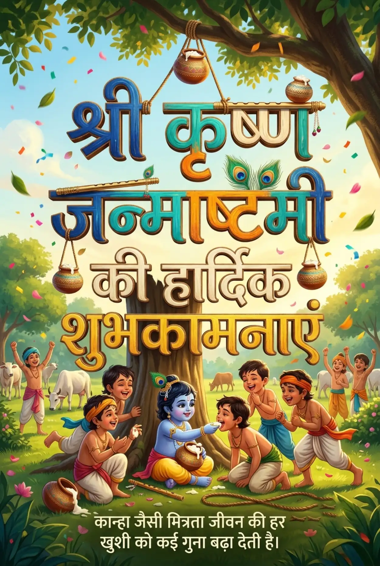 Free Download Kanha Janmashtami Ki Hardik Shubhkamnaye In Hindi - High Quality Shri Krishna Janmashtami Ki Hardik Shubhkamnaye In Hindi Image