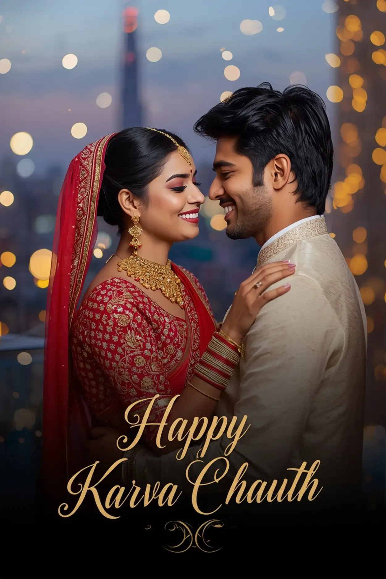 Free Download Karva Chauth Couple Goals Photo Realistic - High Quality Happy Karva Chauth Background