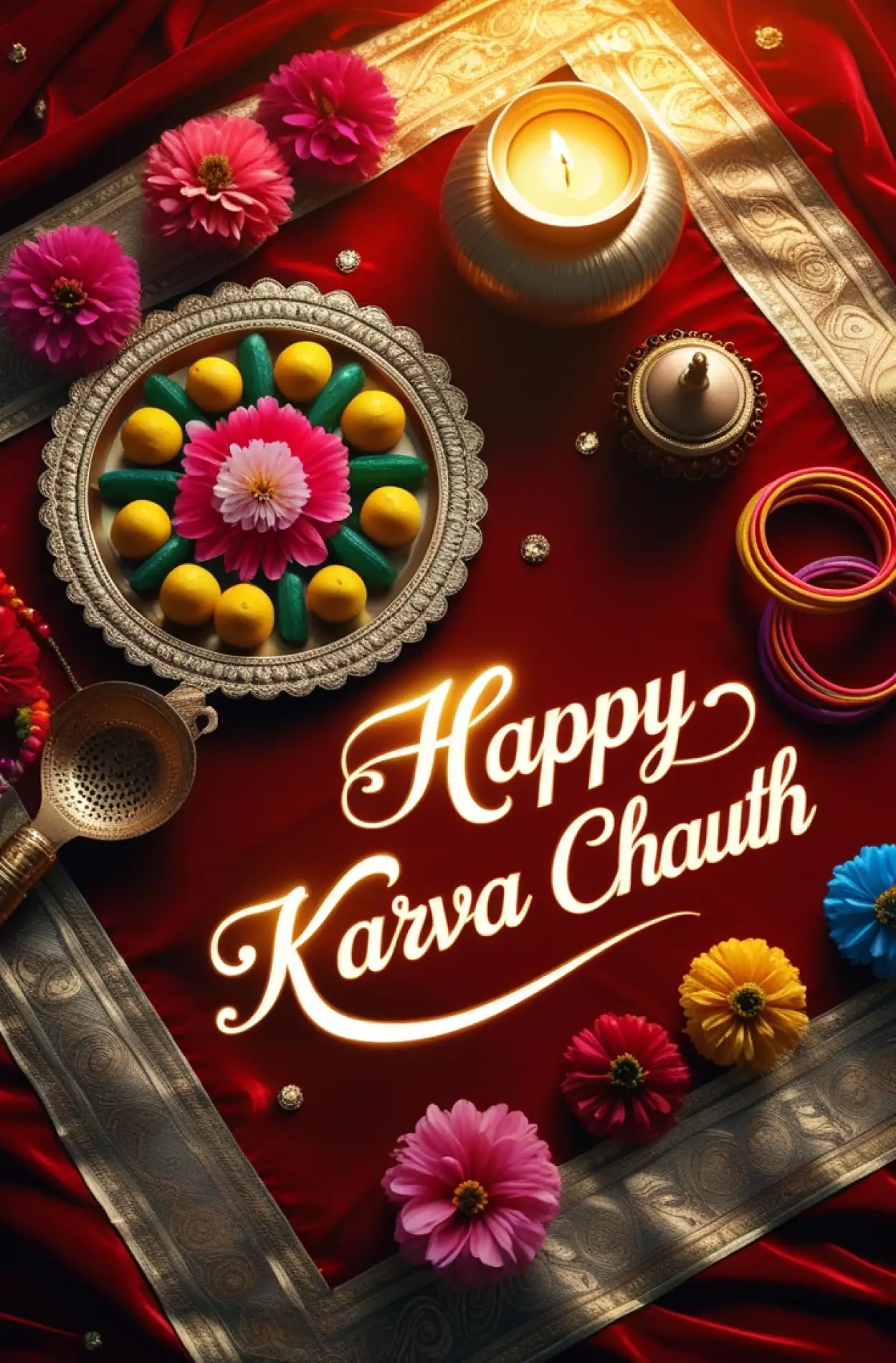 Free Download Karva Chauth Vrat Katha Scene Illustration Hd - High Quality Happy Karva Chauth Background